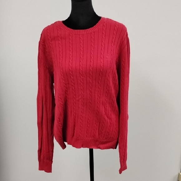 Izod Women's Red Cable Knit Sweater, Size XL - Picture 1 of 6